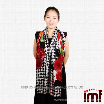 Mode Mongolei Black Bird Plaid Print 100% Wolle Schal Schals 2014 Herbst